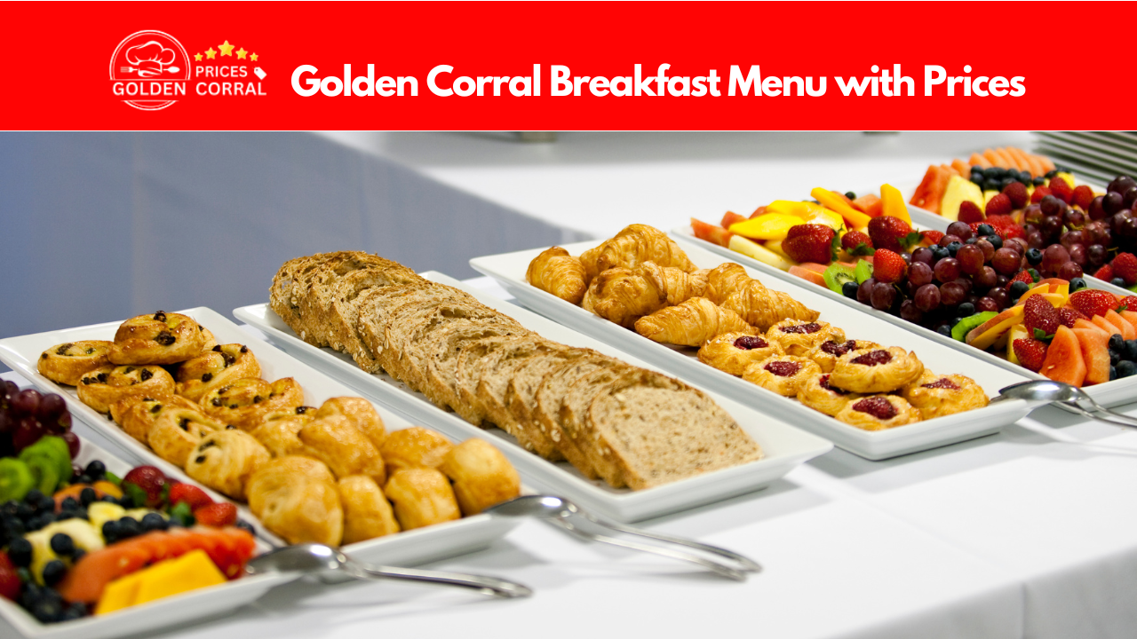 Golden Corral breakfast buffet featuring pancakes, bacon, eggs, and fresh fruit