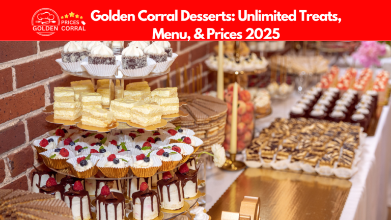 Golden Corral dessert buffet with cakes, ice cream, and pastries.