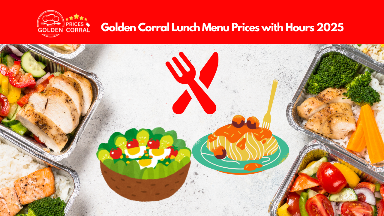 Golden Corral lunch buffet featuring fried chicken, salad, and desserts